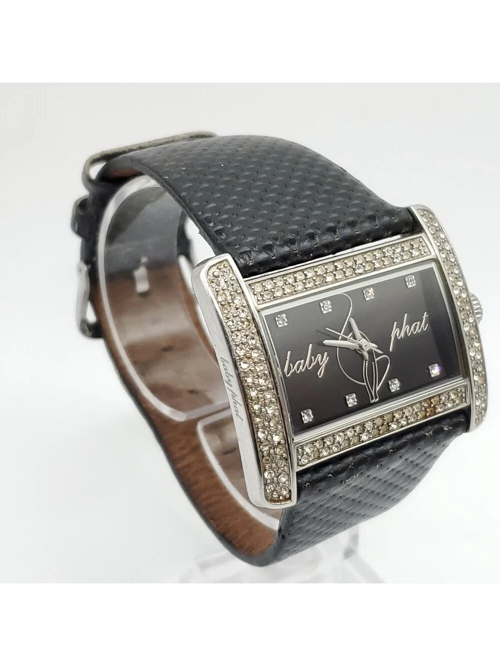 Baby Phat Rhinestone Bezel Womens Watch  40mm Black Dial New Battery